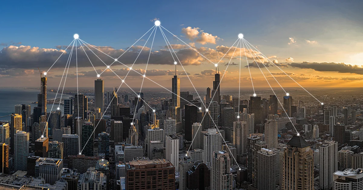 vista aérea del horizonte de la ciudad