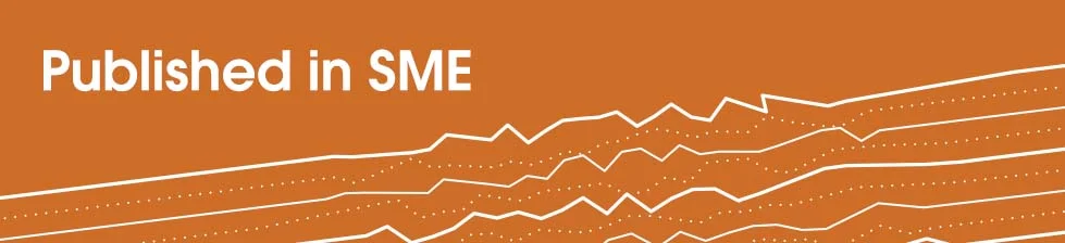 orange background with white lines and the letters SME